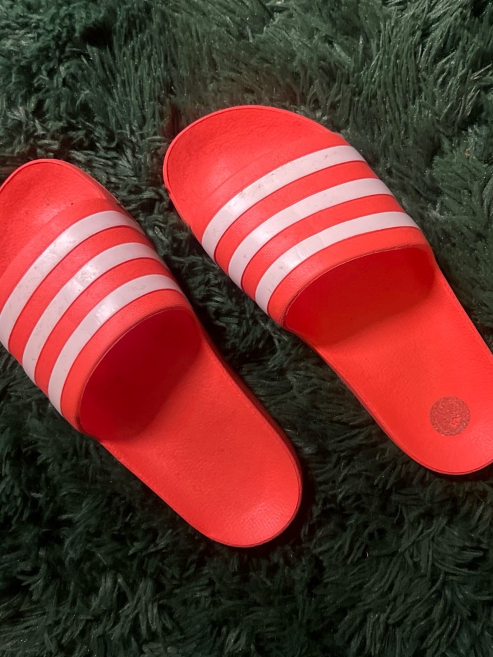adidas orange Slide Sandals with White Stripes - Men's